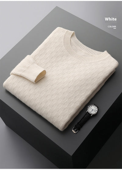 Suéter de Cachemira Gruesa para Hombre - Cuello Redondo Elegante para Otoño e Invierno - Image 14