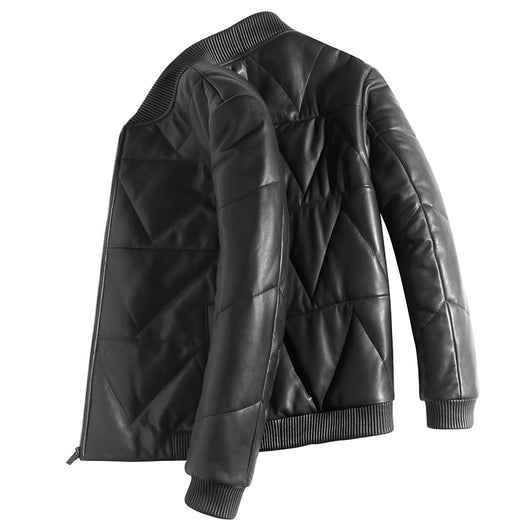 Chaqueta de Cuero con Plumón para Hombre - Estilo Juvenil - Image 5