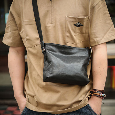 Bolso de Hombro de Cuero con Cierre Horizontal