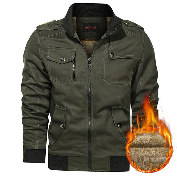 Chaqueta Tipo Aviador Coreana con Cuello Polo Acolchada y Forro Polar - Image 6