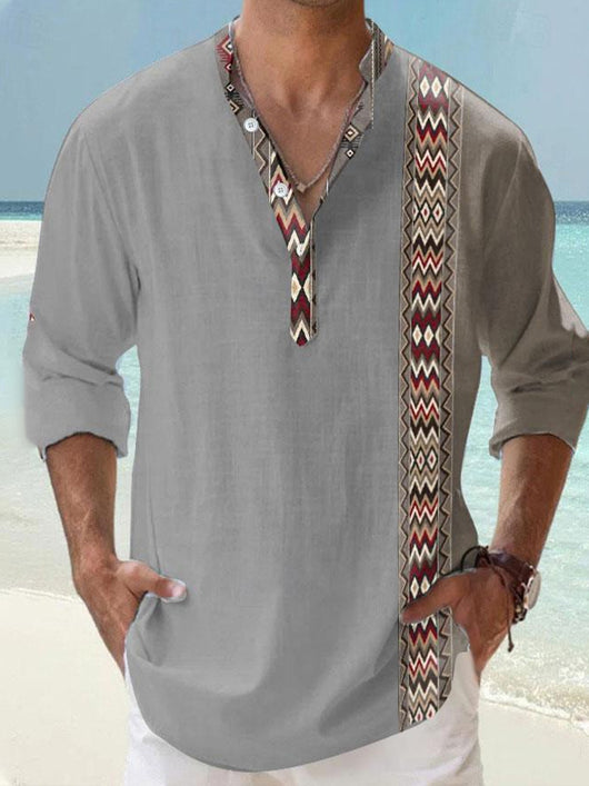 Camisa Hawaiana de Lino Bambú Digital Casual Manga Larga - Image 19