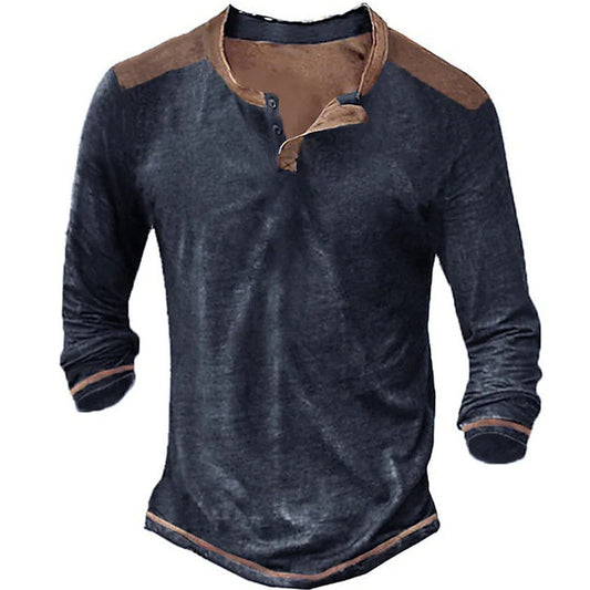 Camisa Casual Retro de Manga Larga para Hombre