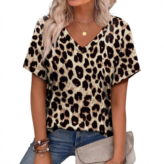 Blusa Casual a Rayas con Cuello en V y Manga Corta - Image 5