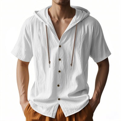 Camisa Suelta con Capucha y Manga Corta para Hombre - Image 48