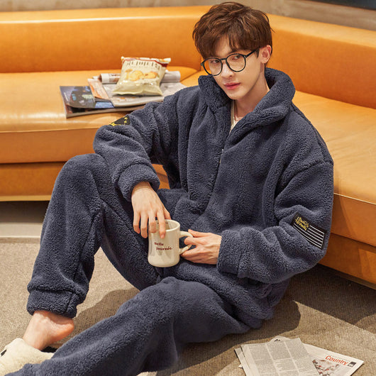 Pijama Franela para Hombre Cuello Tipo Smoking con Cierre y Abrigo Extra - Image 6