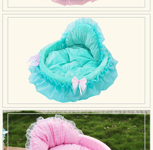 Cama Princesa para Mascotas con Encaje Teddy - Image 17
