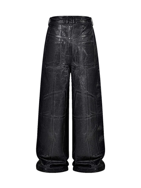 Pantalones Negros de Microfibra Elástica con Efecto Craquelado - Image 5