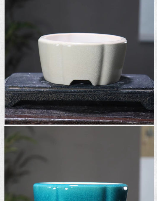 Maceta de Barro Púrpura Estilo Chino con Patrones Geométricos para Bonsái - Image 14