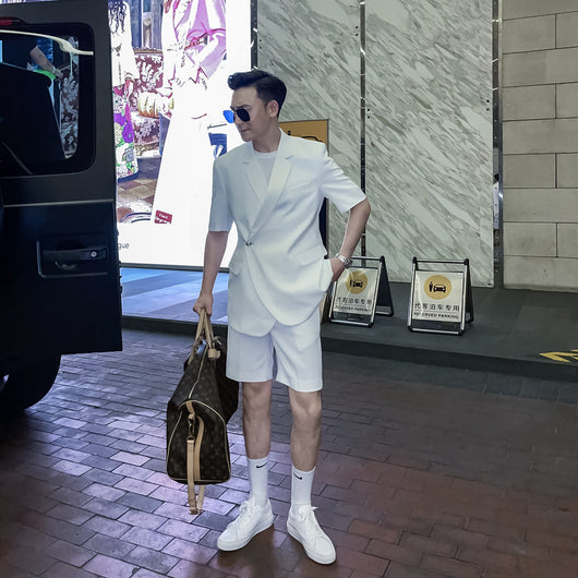 Conjunto de Shorts y Playera de Color Sólido para Hombre - Estilo Moderno y Versátil - Image 2