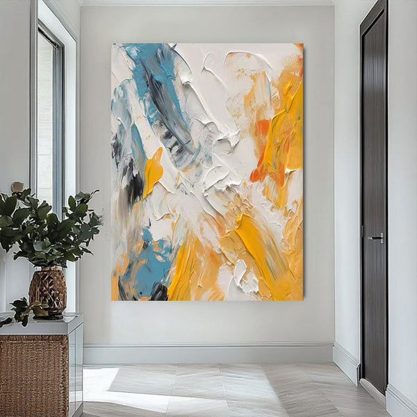 Cuadro Abstracto al Óleo Pintado a Mano sin Marco para Sala Moderna