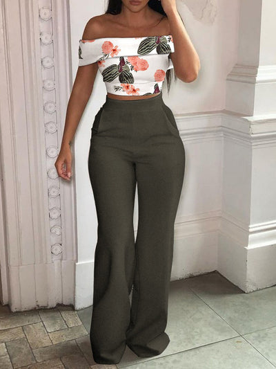 Conjunto Tropical: Blusa Escotada y Pantalón Talle Alto - Image 5