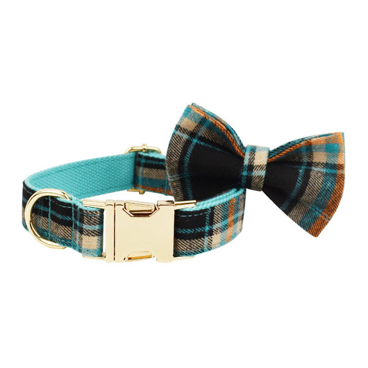 Collar Retro Verde para Mascotas con Correa de Tracción y Moño Adorable - Image 3