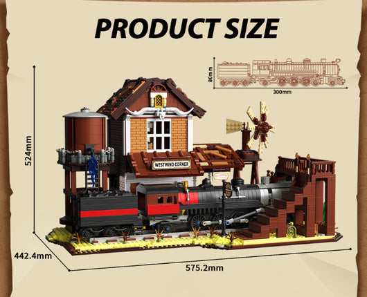 Maqueta de Estación Ferroviaria Oeste Clásico con Bloques de Construcción Armables - Image 7