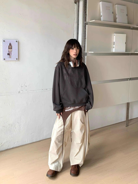 Sudadera Corta con Capucha y Letras de Cristales para Parejas - Image 13