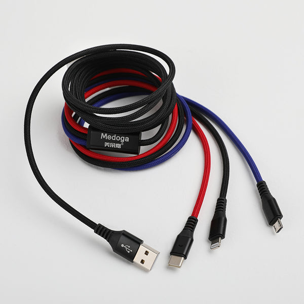 Cable USB Tipo-C 3 en 1 de 2 Metros para Carga Rápida y Transferencia de Datos