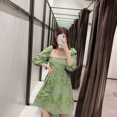 Vestido Cuello Cuadrado con Bordado Calado - Image 8