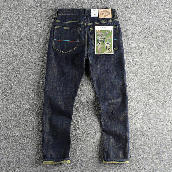 Pantalones Vaqueros Vintage de Algodón Teñido para Hombre