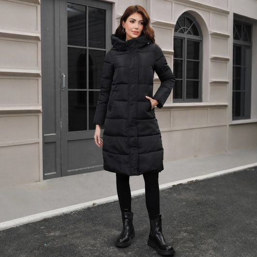Chaqueta Larga de Algodón Grueso con Capucha - Ajuste Slim Resistente al Frío - Image 2