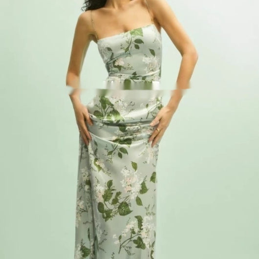 Vestido Maxi de Seda con Estampado Floral, Abertura Lateral y Cintura Ajustable - Image 4