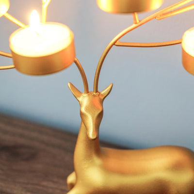 Candelabro Navideño de Hierro Forjado con Reno - Decoración Romántica - Image 11
