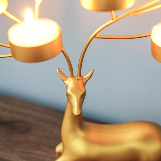Candelabro Navideño de Hierro Forjado con Reno - Decoración Romántica - Image 11