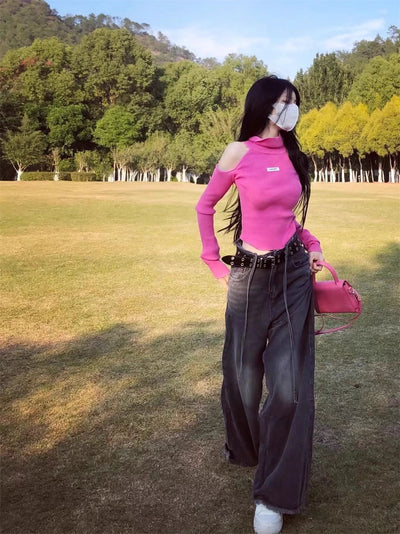 Pantalones Vaqueros Retro Sueltos de Pierna Ancha para Mujer - Image 2