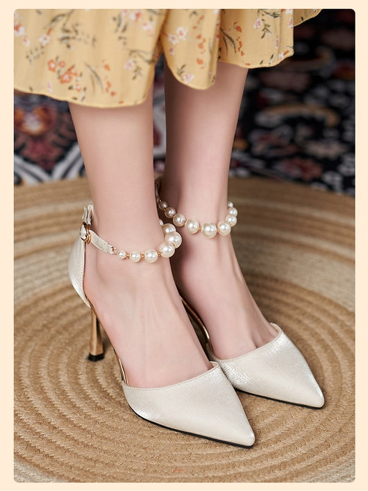 Sandalias de Perla con Tacón Stiletto para Mujer - Talla Pequeña - Image 12