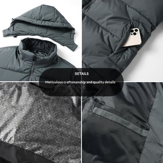 Chaqueta de Algodón Graphene para Hombre con Capucha Desmontable - Extra Gruesa y Moderna - Image 3