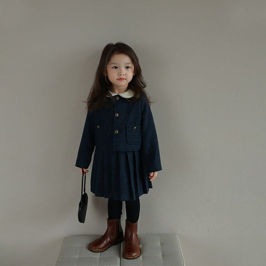 Conjunto de Dos Piezas: Vestido y Abrigo Corto para Niñas y Mujeres