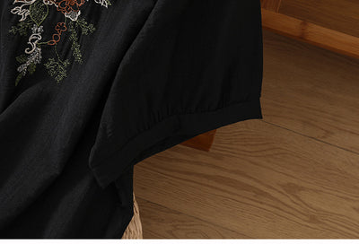 Blusa Suelta de Algodón y Lino con Escote V y Manga Corta para Mujer - Image 31