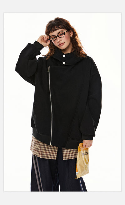 Sudadera Cardigan Irregular con Doble Cierre - Estilo Retro Casual para Mujer - Image 19