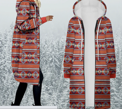 Gabardina Larga Estampada con Capucha para Mujer - Image 8