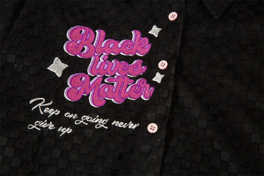Abrigo Camisa Cuadros Escoceses con Letras Bordadas - Image 23