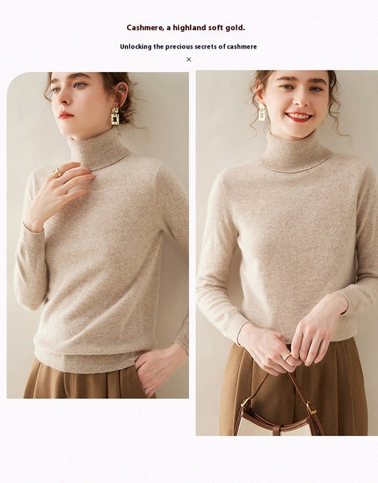 Suéter Cuello Alto de Cachemira Pura para Mujer - Image 21