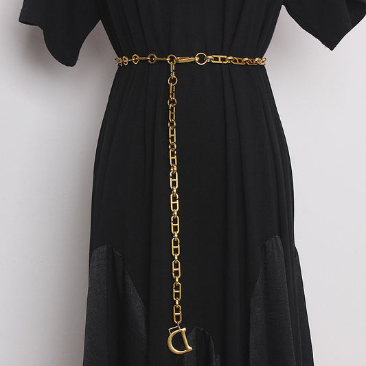 Traje Vestido Decorativo con Cinturón Metálico y Camisa Integrada - Image 2