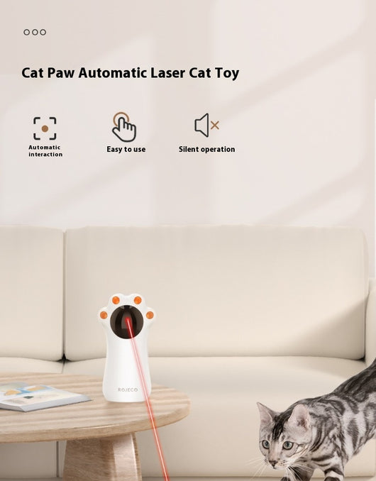 White cat's paw shaped laser toy with orange paw pads and a black laser emitter, labeled "Battery Model." - Image 19