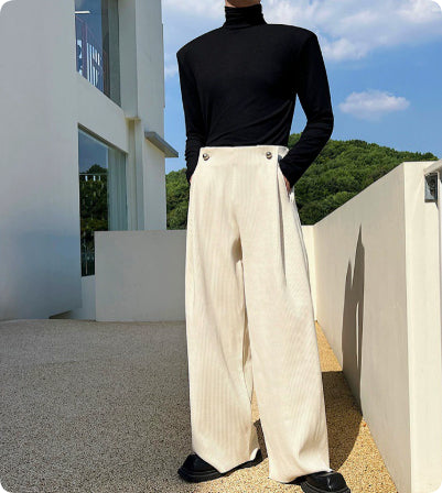 Pantalones Hombre Cintura Alta Pierna Ancha Primavera con Caída Fluida - Image 6