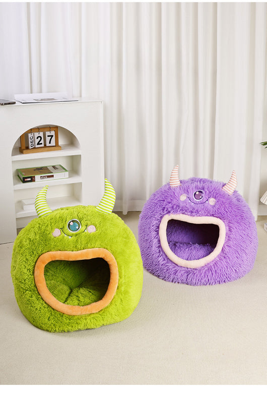 Cama Cueva Monstruo Cartoon para Perros y Gatos - Cálida y Acogedora Todo el Año - Image 9
