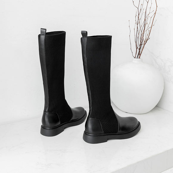 Botas de Punto Elástico para Mujer - Estilo Influencer Versátil