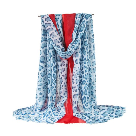Pañuelo Multicolor de Algodón y Lino con Estampado de Leopardo y Rayas - Image 2