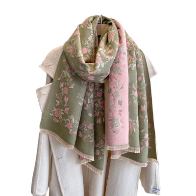 Bufanda Térmica Estampado Floral - Abrigo de Cachemira Artificial Impermeable al Frío - Image 5