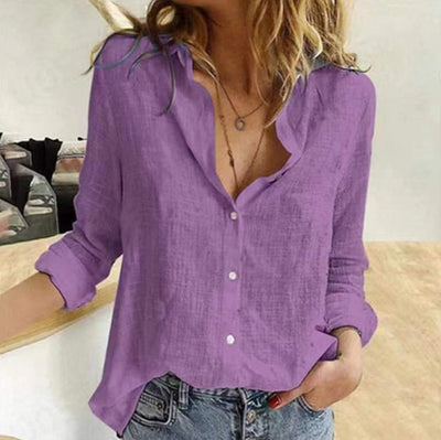 Blusa de Algodón Slub Elegante y Transpirable para Mujer - Image 9