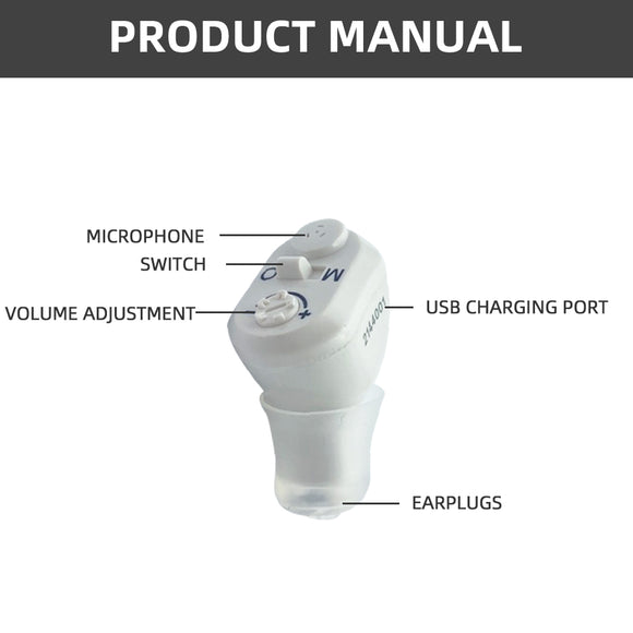 Audífono Digital Invisible Recargable con Amplificador de Sonido Portátil