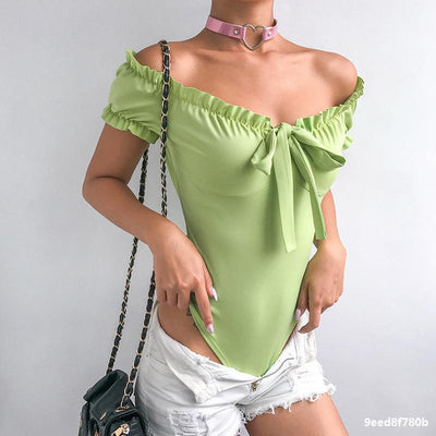 Vestido de Una Pieza con Cuello Fruncido y Mangas Cortas - Image 5
