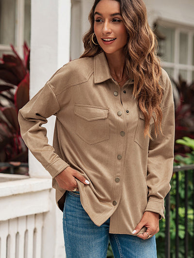Chaqueta Ante Suave Otoño Mujer - Camisa Solapa Clásica Corte Holgado - Image 11