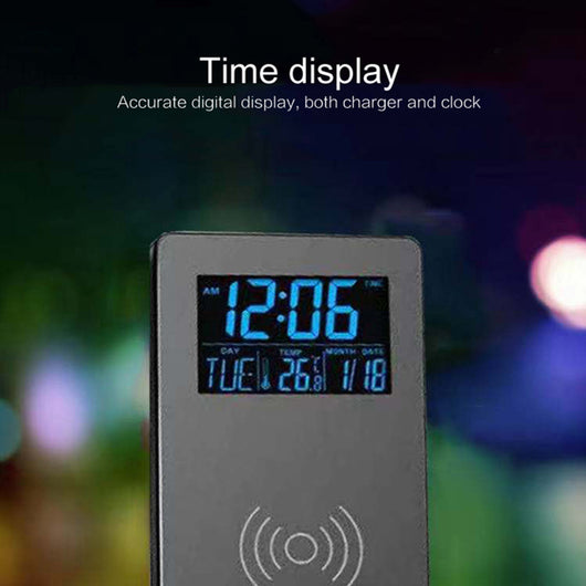 Reloj Despertador Multifunción con Cargador Inalámbrico y Soporte para Teléfono - Image 5