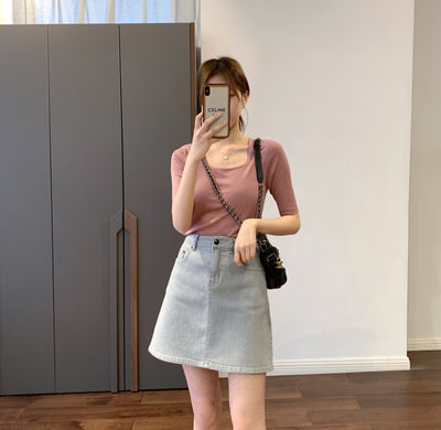 Falda Denim Coreana con Tecnología Bubble Rice - Diseño Moderno y Ligero - Image 7