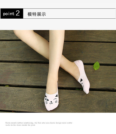 Calcetines Invisibles para Mujer Gato Lady Antideslizantes Algodón Verano - Image 19
