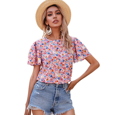 Blusa Estampada de Cuello Redondo para Mujer - Diseño Europeo y Americano - Image 11