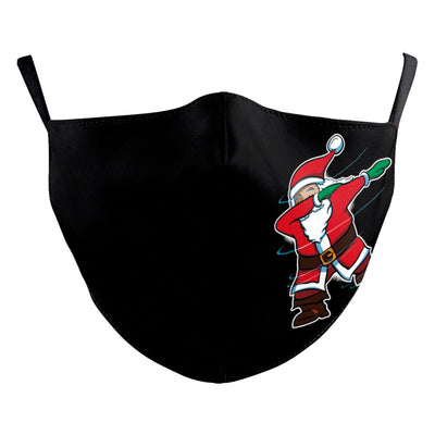 Black adult dust mask with a Christmas wreath design featuring Santa Claus in the center. - Image 13